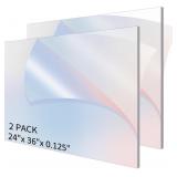 NEW-$40 2 Pack 24''x36'' Clear Acrylic Sheet, 1/8'