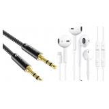 NEW 3PK- 1 AUX Cable (1M) & 2PK Wired Headphones