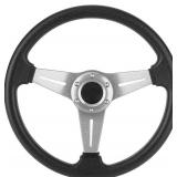 New $52---14in Steering Wheel (Silver/Black)