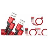 NEW $30 3PK 3-In-1 Chargers & 2PK Micro USB Cables