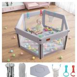 $116 Baby Playpen (Grey-Hexagon, 49