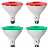 NEW $46 4PK LED Red/Grn Flood Light Bulbs