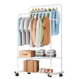 $46 Clothing Rack with Wheels White