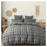 3pc Comforter Quilt Queen Gray