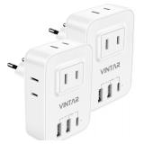 NEW $34 2PK European Travel Plug Adapter