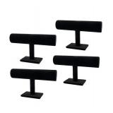 Foraineam 4-Pack Black Velvet T-Bar Jewelry