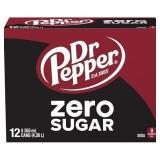 12pk Dr Pepper Soft Drink Zero Sugar, 355ml