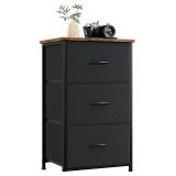 $76 Dresser for Bedroom-3 Fabric Bins-Blk+Brwn
