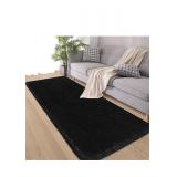 (60"x32") Black Faux Fur Rug