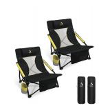 NEW $104 2-Pcs Low Folding Beach Chairs