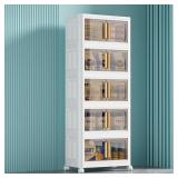 $120 Storage Bins with Lids-5Tier-White+Tan