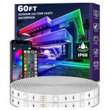 NEW $55 60FT LED Strip Lights Outdoors, Music Sync