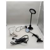 Set of desk lamps and multi-outlet power strip