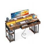 NEW $160 (63") Computer Desk with Fabric Drawers