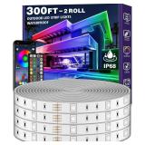 NEW $220 300FT BT Outdoor LED Strip Lights, RGB