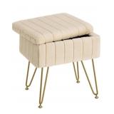 NEW $80 Vanity Stool Chair Faux Fur with Storage