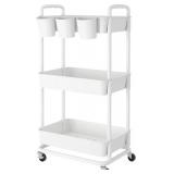 $34 3 Tier Plastic Rolling Storge Cart 31"x11"x15"