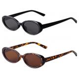 NEW 2pc Retro 90s Skinny Vintage Oval Sunglasses
