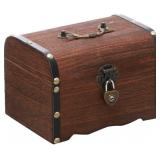 NEW $31 5.7' Wooden Treasure Chest Piggy Bank