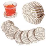 SEALED 6PK Boho Drink Coasters w/Storage Basket