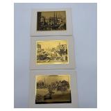 Vintage Gold Foil Art Prints Set (3pcs)