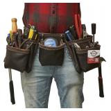 $50 RM 12 Pocket Leather Tool Belt, Oil Tan Top Gr