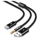 NEW 3FT 2-in-1 USB C-3.5mm Aux Cable w/Charger