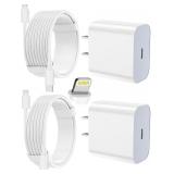 NEW 2 Pack Type C to Lightning Cord&Wall Chargers