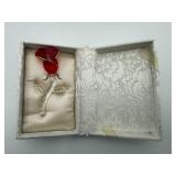 Vintage Glass Rose Figurine w/ Box