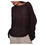 NEW $44 (L) See-Through Womens Long Sleeve Shirt