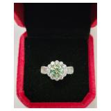$1,450 App 2.00ct Blue-Green Moissanite Ring Sz7