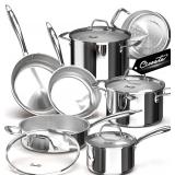 NEW $160 11pc Set StainlessSteel Pots&Pans w/ Lids