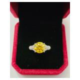 $1,850 App 3.00ct Vivid Yellow Moissanite Ring