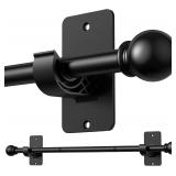 NEW Black Curtain Rod & Brackets, No Drill(27-42')