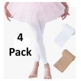 NEW $32 4PC (M) Girls Footless Ballet Tights