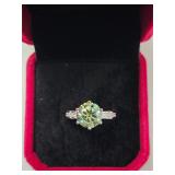 $1,875 App 3.00ct Vivid Green Moissanite Ring Sz7