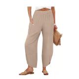 (L) Womens Wide Leg Palazzo Capri Pants