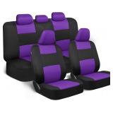 NEW $60 Car Seat Covers Full Set Purple on Black