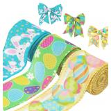 KINBOM 3 Rolls of Easter Ribbon, 15 Yards Wired Ed