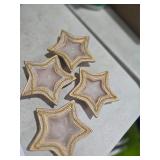 NEW 4PK 5' Golden Ceramic Star Candles & Holders