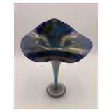 $130 Art Glass Iridescent Vase 11.5' (Beautiful)