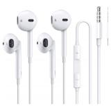 NEW 2PK Wired Earbuds, 3.5mm w/Mic