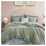 NEW $121 (F) 7PC Ruffle Comforter Bed Set
