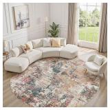 SEALED $137 6' Round Modern Abstract Area Rug