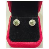 $1,375 App 2.20ct Greenish Blue Halo Stud Earrings