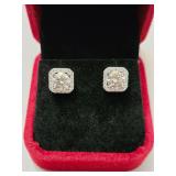$1,250 App 2.17ct Light Blue Lowered Halo Earrings