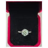 $1,800 App 3.05ct Light Blue Moissanite Ring Sz6