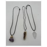 Crystal Stone Pendant Necklaces Set (3 pcs)