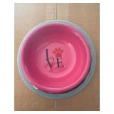 8 oz Stainless Steel Pink Love Pet Dish