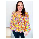 NEW $44 (L) Women's Floral Babydoll Top